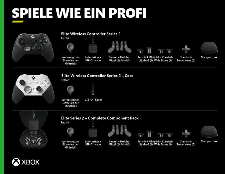 Immagine prodotto Microsoft Controller wireless Xbox Elite Series 2 - Core Edition - Senza accessori (PC, Xbox Series X, Xbox One X, Xbox One S, Xbox Serie S)