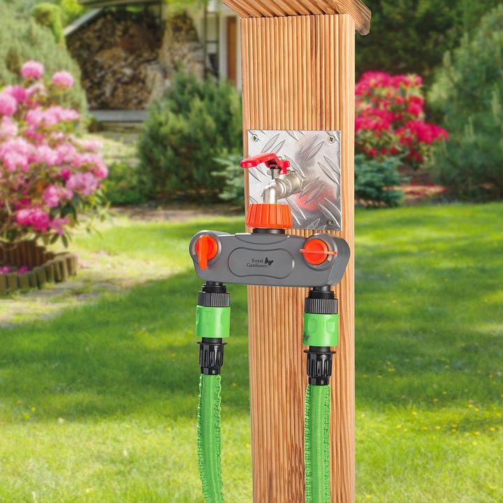 Image du produit Royal Gardineer Distributeur d'eau de jardin réglable à 2 voies (Distributeur 2 voies)