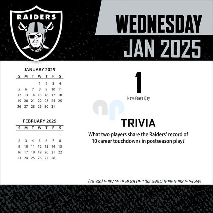 Productafbeelding NFL - Las Vegas Raiders - Bokskalender 2025 (Spaans, Italiaans, Engels, Duits, Frans)