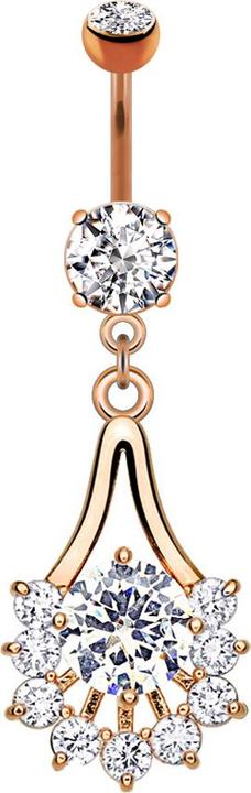 Produktbild Star Piercing Banane rosegold mit Anhänger Tribal Tropfen mit Kristall (Chirurgenstahl 316L, Messing)