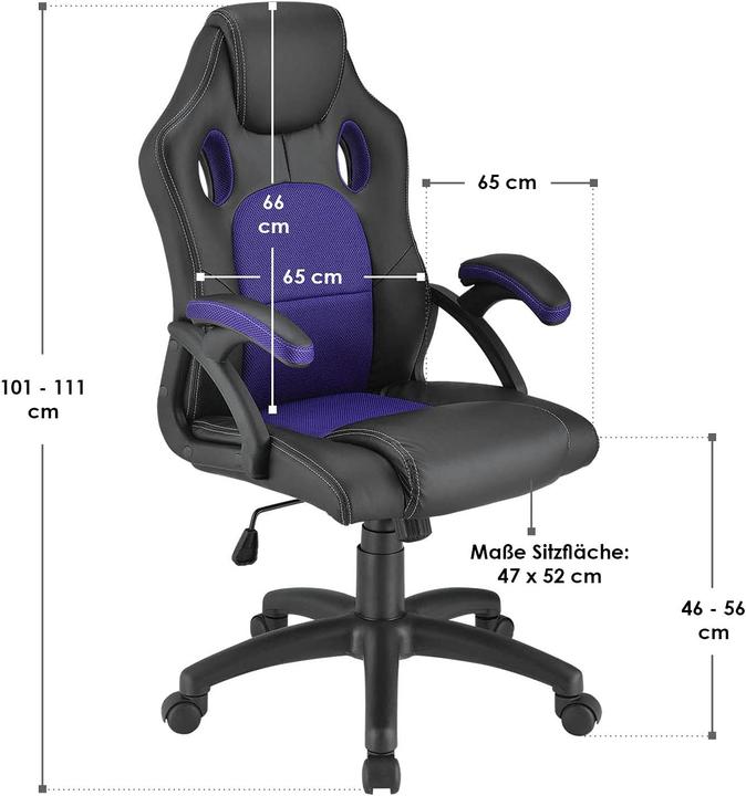 Actual product image Juskys Racing Desk Chair Montreal purple