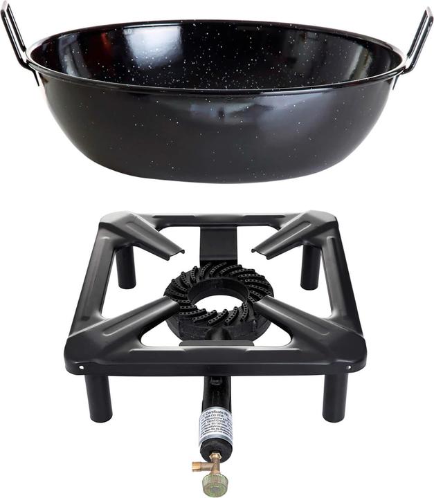 Paella World International Hockerkocher-Set (gross) Emailleschüssel Ø 40 cm - ohne Zündsicherung