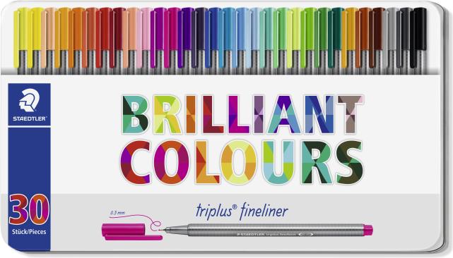 Immagine prodotto Staedtler Scatola di metallo 30 triplus fineliner assortiti. (30 x)