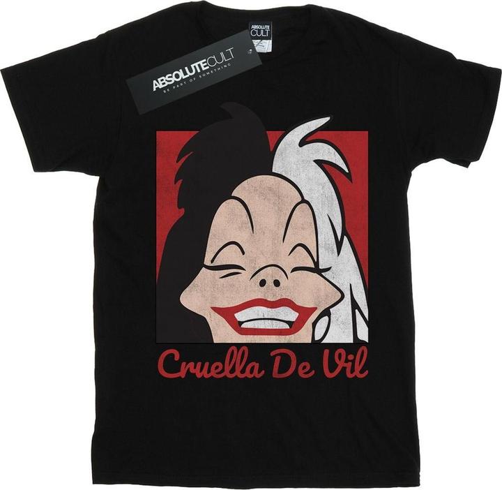 Actual product image Disney Womens/Ladies Cruella De Vil Cropped Head Cotton Boyfriend T-Shirt (XXL)