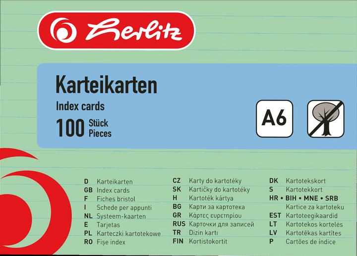Herlitz Karteikarten (A6, 170 g/m², 100 x)