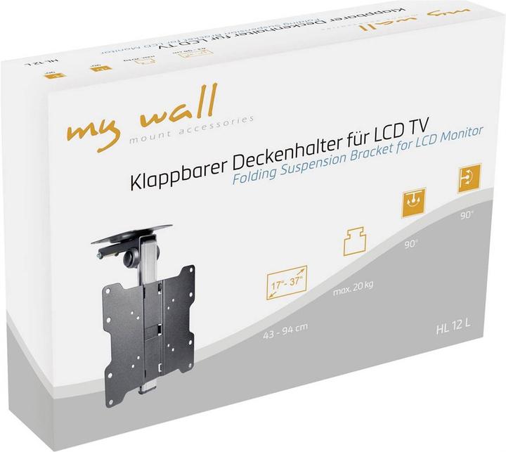 Immagine prodotto myWall HL 12 Supporto a soffitto per TV pieghevole per schermi da 17-. (Soffitto, 37.01", 20 kg)