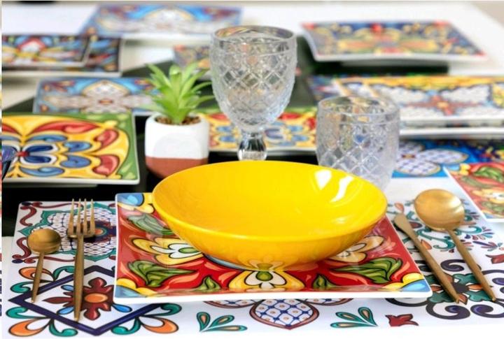 Actual product image Villa D'Este Home Tivoli Riviera Maya Tableware Set Porcelain and Stoneware 18pcs (6 Piece)