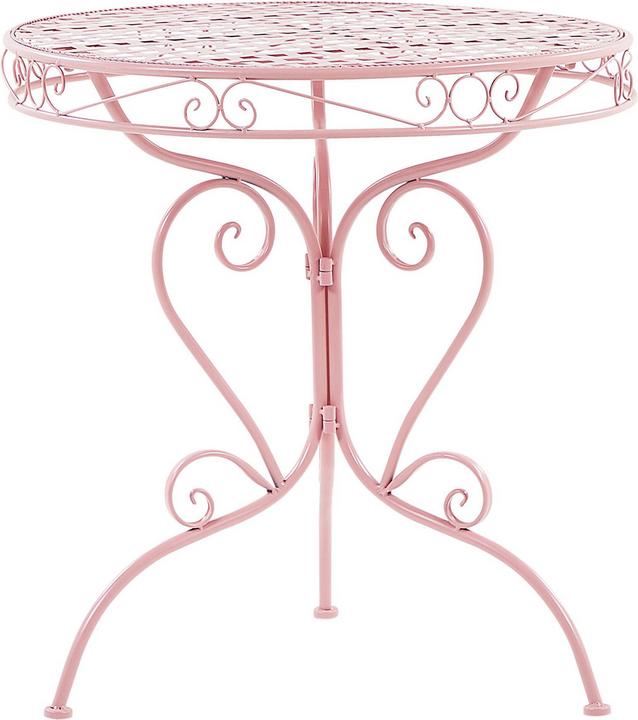 Beliani Garden table pink metal 70 cm round ALBINIA (70 cm)