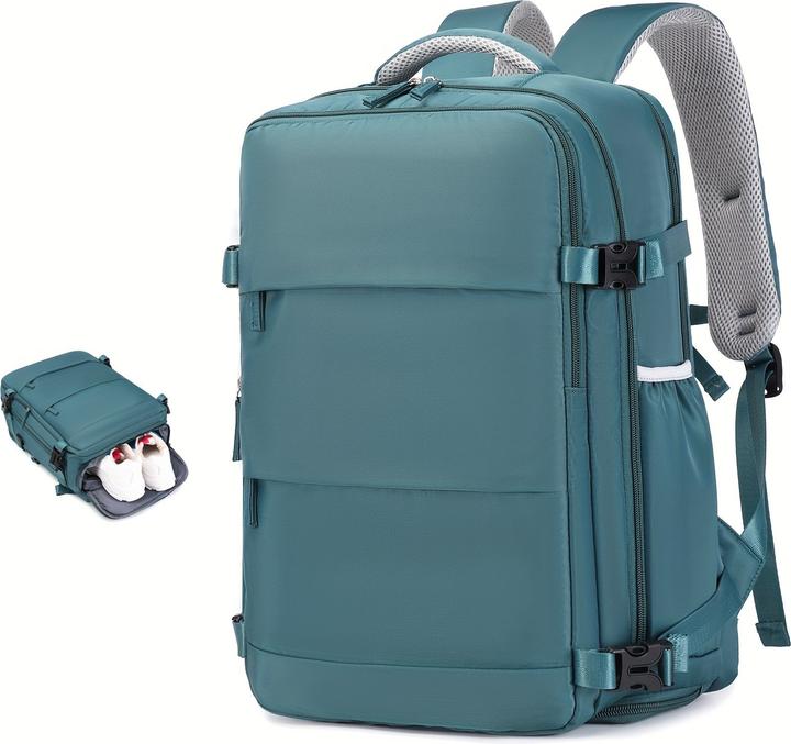 PhoneLook Reiserucksack für Flugreisen mit Laptop- und Schuhfach sowie USB-Anschluss Hellblau