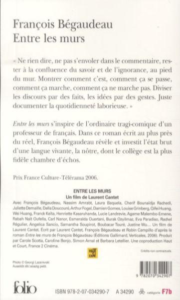 Produktbild Entre les murs (Französisch, Bégaudeau François, 2015)