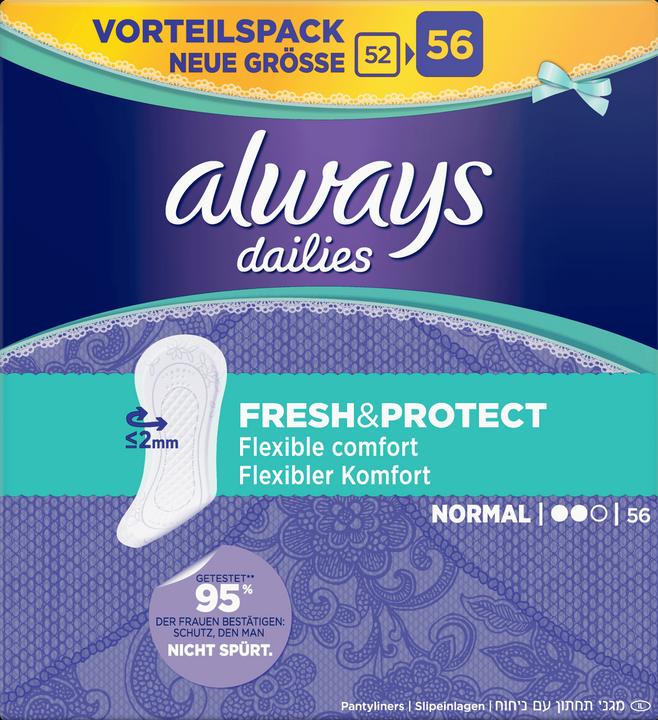 Actual product image Always Dailies Fresh&Protect (56 x, Sanitary pads)