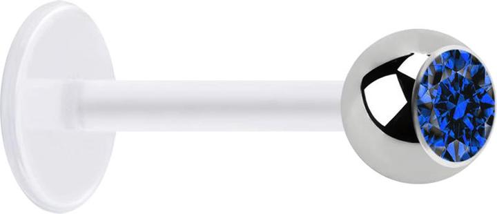 Produktbild Star Piercing Micro Labret transparent mit Kugel silber und Kristall dunkelblau (ohne Messing, Chirurgenstahl 316L, Bioflex)