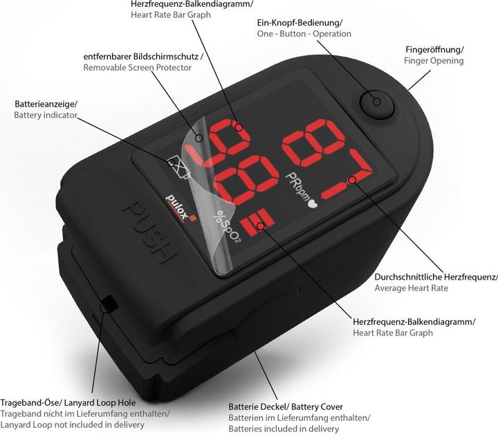 Produktbild Pulox Pulsoximeter PO-100 Solo in schwarz