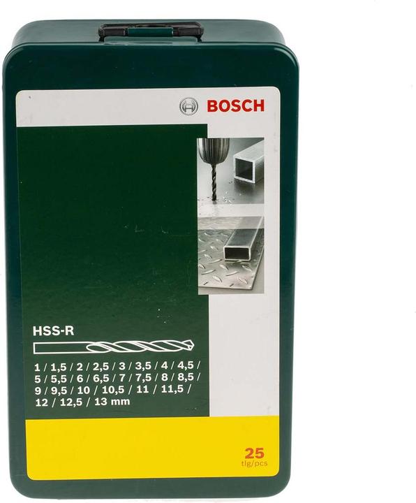 Produktbild Bosch Zubehör Metallbohrer-Set HSS-R, 25-teilig, 1 - 13 mm (1 mm, 1.5 mm, 2 mm, 2.5 mm, 3 mm, 3.5 mm, 4 mm, 4.5 mm, 5 mm, 5.5 mm, 6 mm, 6.5 mm, 7 mm, 7.5 mm, 8 mm, 8.5 mm, 9 mm, 9.5 mm, 10 mm, 10.5 mm, 11 mm, 11.5 mm, 12 mm, 12.5 mm, 13 mm)