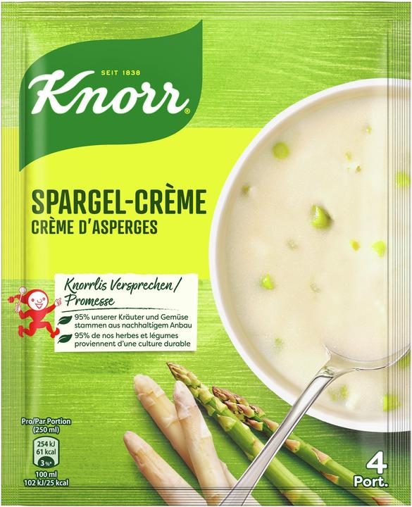 Knorr Spargelcrème Suppe Beutel, Spargelsuppe mit Spargelstückchen aus weissen & grünen Spargeln