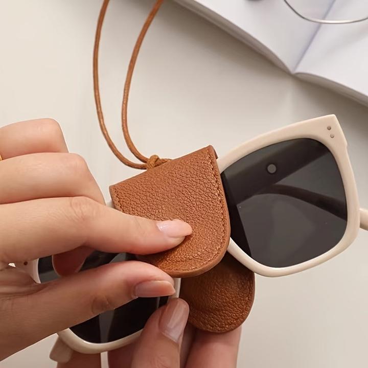Actual product image Only-Bags.Store PU leather glasses case with neck strap - Portable magnetic sunglasses holder - Universal Fit