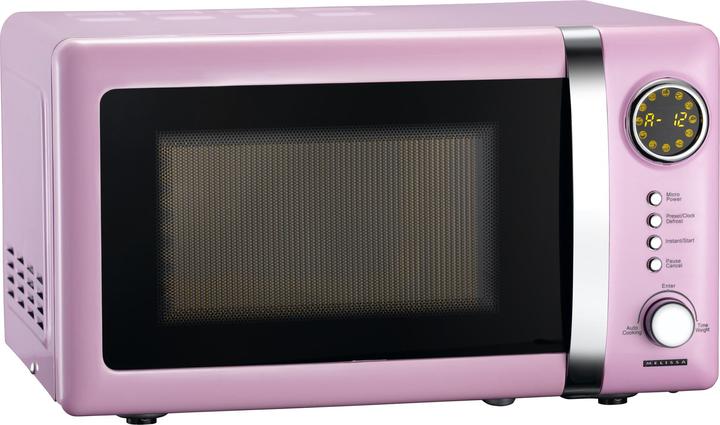 Melissa Retro Mikrowelle mit 20Liter Volumen, 700Watt - 5 Programme, Drehteller Pink... (20 l)