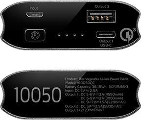 Produktbild Adata PowerPack A10050QC Titanium (10050 mAh, 23 W, 37.19 Wh)