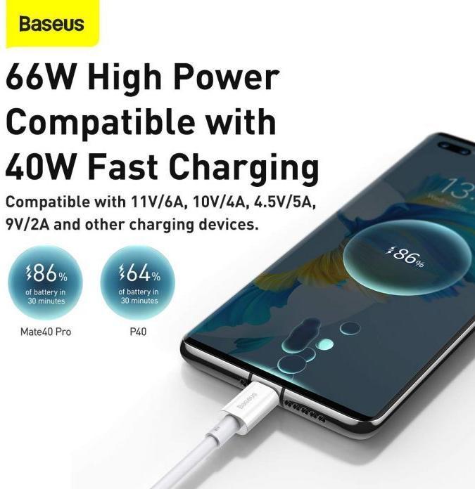 Actual product image Baseus USB A – USB C (1 m, USB 2.0, 66 W)