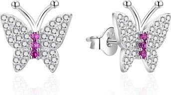 Agato - Silver earrings Butterfly with zircons AGT-E112PWF