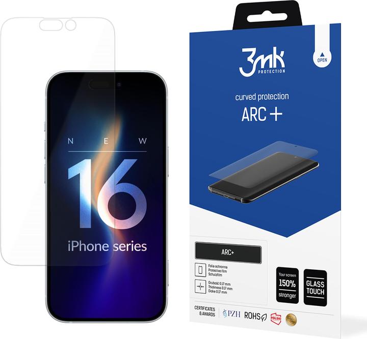 Actual product image 3MK Folia ARC+ iPhone 16 Folia Fullscreen (1 Piece, Apple iPhone 16)
