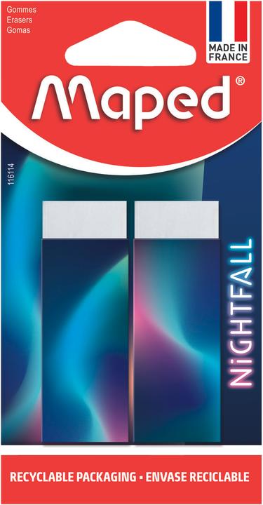 Magni MAPED - 2 Stück Nightfall Radiergummis – Dust-Free – PVC-frei – hergestellt in Frankreich