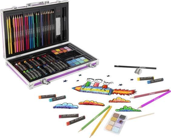 Actual product image Nassau Art set 79 pcs in metal box, purple - 36x23cm - (K-AR0926/GE)