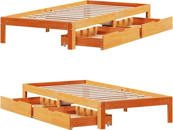 Produktbild VidaXL Bett mit Schubladen Kiefer (140 x 190 cm)