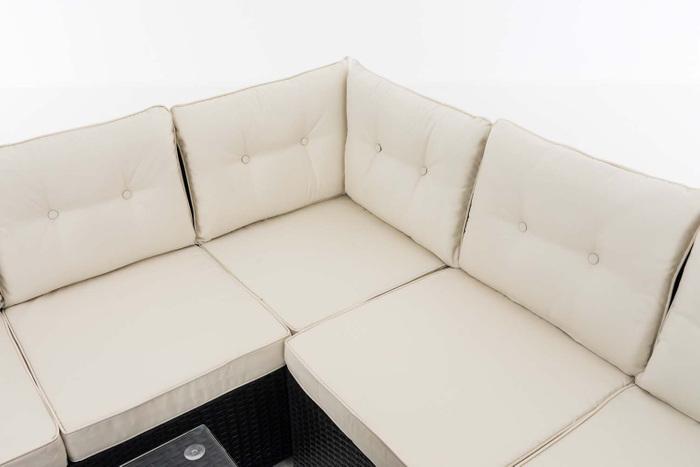 Immagine prodotto Swisshandel24 Set d'angolo Sierra piatto in rattan bianco crema, nero