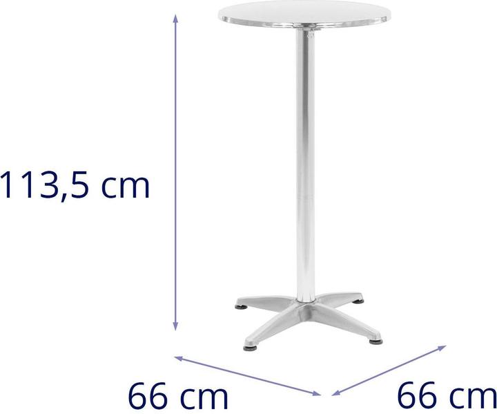Produktbild Royal Catering 2-in-1 Bistro- und Stehtisch höhenverstellbar klappbar Edelstahl/Aluminium 60 cm