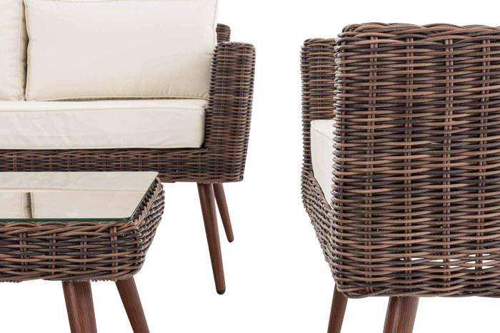 Produktbild Swisshandel24 Loungeset Kiruna Rundrattan Braun-meliert 40 cm (Dunkelbraun), cremeweiss