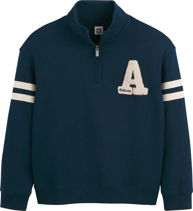 La Redoute Collections Sweatshirt mit Troyerkragen und Bouclé-Applikation