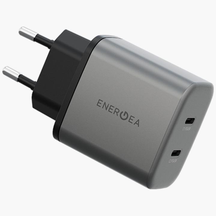 Actual product image Energea Wall Charger Ampcharge GaN45 2xUSB-C PD/PPS/QC3.0 45W grey (45 W)