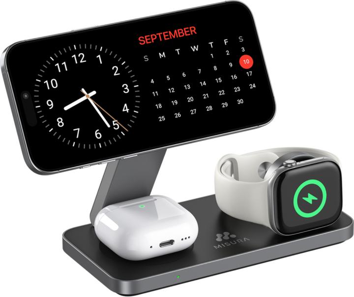 Actual product image Misura MH11 3-in-1 Faltbare Kabellose Ladestation - BLACK (35 W)