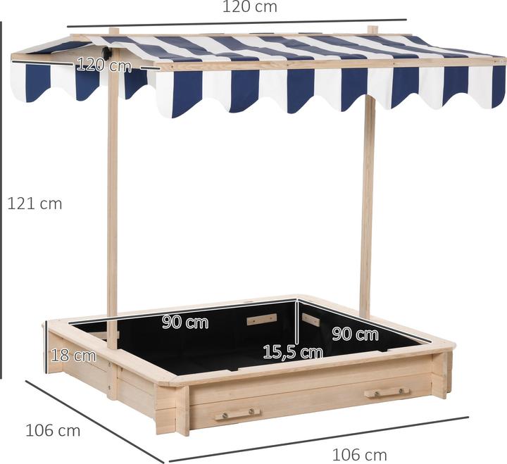 Produktbild Outsunny Sandkasten mit verstellbarem Dach