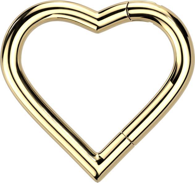 Star Piercing Micro Segmentring klappbar vergoldet Herz (ohne Messing, Titan G23)