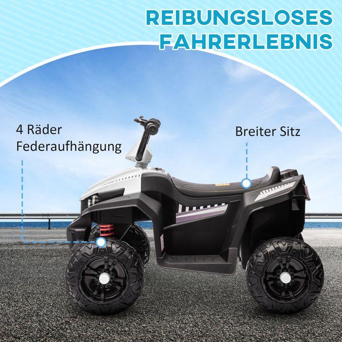 Produktbild Swisshandel24 Elektro Quad für Kinder 12V Kinderquad mit 4-Rad-Federung, MP3, 3-5 Jahre, 5 km/h, weiss (12 V)