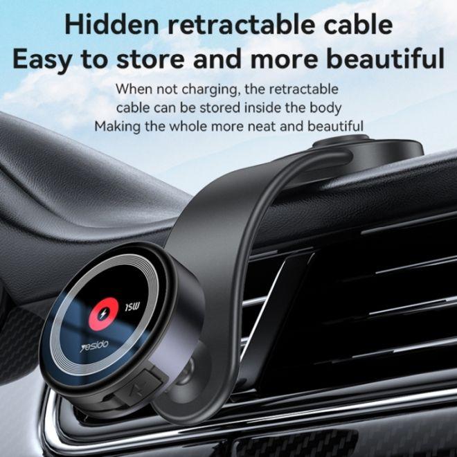 Actual product image Yesido C314 Car mount with wireless charging