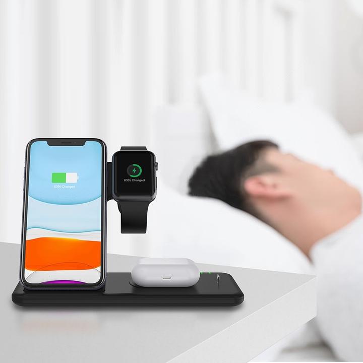 Image du produit Apfelkiste Chargeur Qi Fast Charging Station d'accueil Apple Watch / Smartphone / AirPods 15W - 4in1 (15 W)