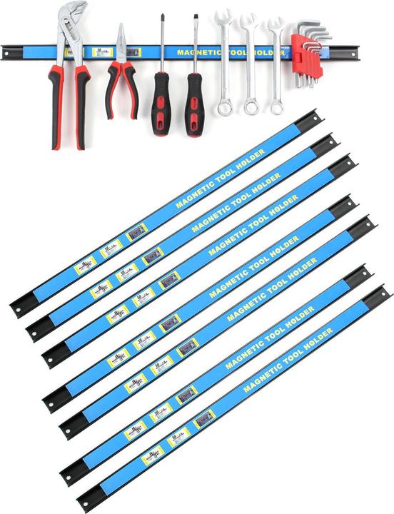 Image du produit Wiltec Kit Barres Porte-outils 8x61cm Barres magnétiques Acier Rangement accessoires Atelier Montage mural
