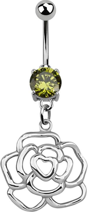 Image du produit Star Piercing Banane argent avec pendentif rose olive (sans laiton, Argent sterling 925, Acier chirurgical 316L)