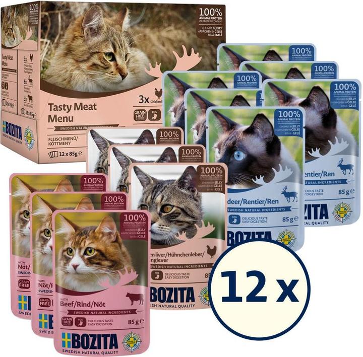 Produktbild Bozita Feline Meat In Jelly 12x85gr Multibox 1,02 kg (797.0445) (Adult, 12 Stk., 1020 g)