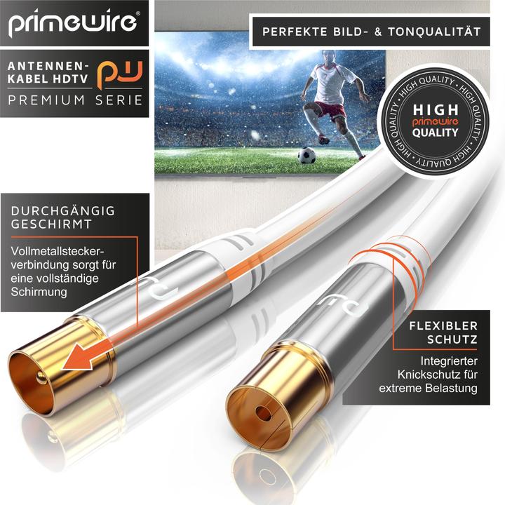 Immagine prodotto Primewire Cavo antenna HDTV | Cavo coassiale premium 135dB / 75 Ohm | FullHD / 4k Ultra HD | Cavo TV (85 dB, Cavi antenna)