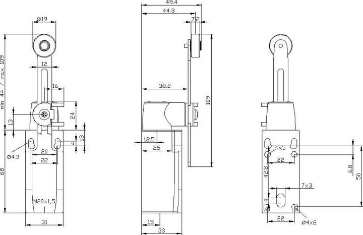 Image du produit Siemens Interrupteur de position Levier pivotant 3SE5232 0HK5
