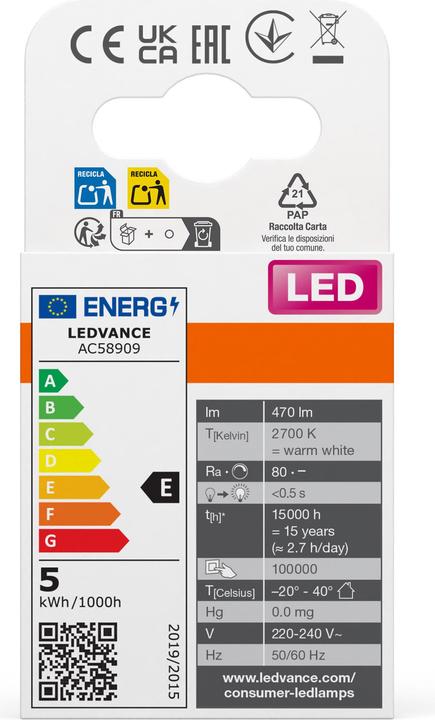 Label énergétique Osram Pin (G9, 4.20 W, 470 lm, 1 x, E)