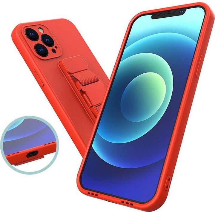 Image du produit Hurtel Rope case gel case avec une chaîne lanyard sac lanyard iPhone 13 mini noir (Apple iPhone 13 mini)