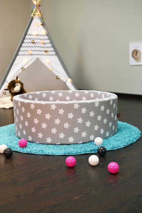 Produktbild Knorrtoys Bällebad soft - "Grey white stars" - 300 balls creme/grey/rose (ca. 6cm Durchmesser)