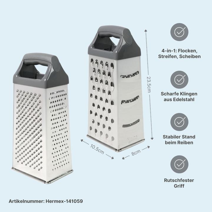 Produktbild B-Home 4er-Set Edelstahl-Küchenreiben L & XL Gemüsereiben Handreiben