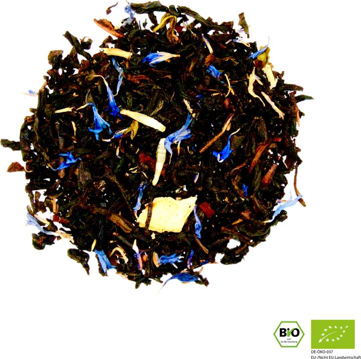 Actual product image Urban Tea Factory Earl Grey Deluxe - Black tea blend with cornflowers - organic glass (50 g)