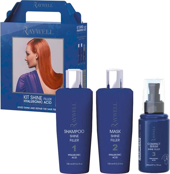 Produktbild Raywell Set tratament pentru par Shine Filler Hyaluronic Acid, Toate tipurile de par, Sampon 150ml Masca 150 (Haarpflege set)